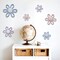 6 Pcs Boho Daisy Nursery Wall Decor Set - Handwoven Macrame Wall Hanging Art with Cotton Rope & Yarn, Floral Bohemian Room Decor for Girls Bedroom, Baby Room, Dorm (Pink, Blue and Purple)